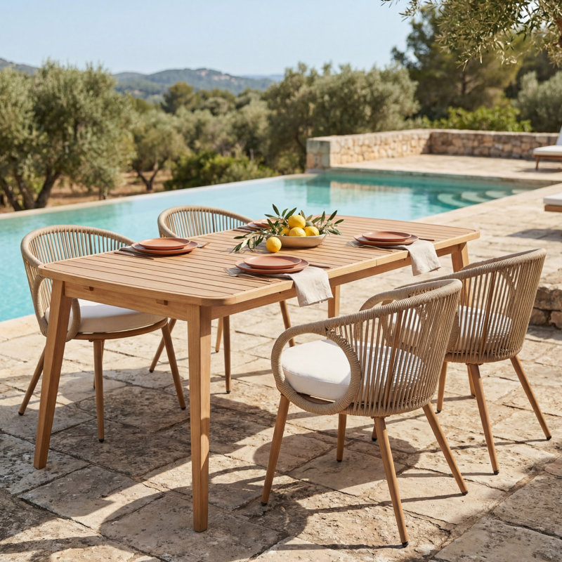 Table de salle à manger rectangulaire extensible pour l'extérieur l 67,5 à 87,5 po