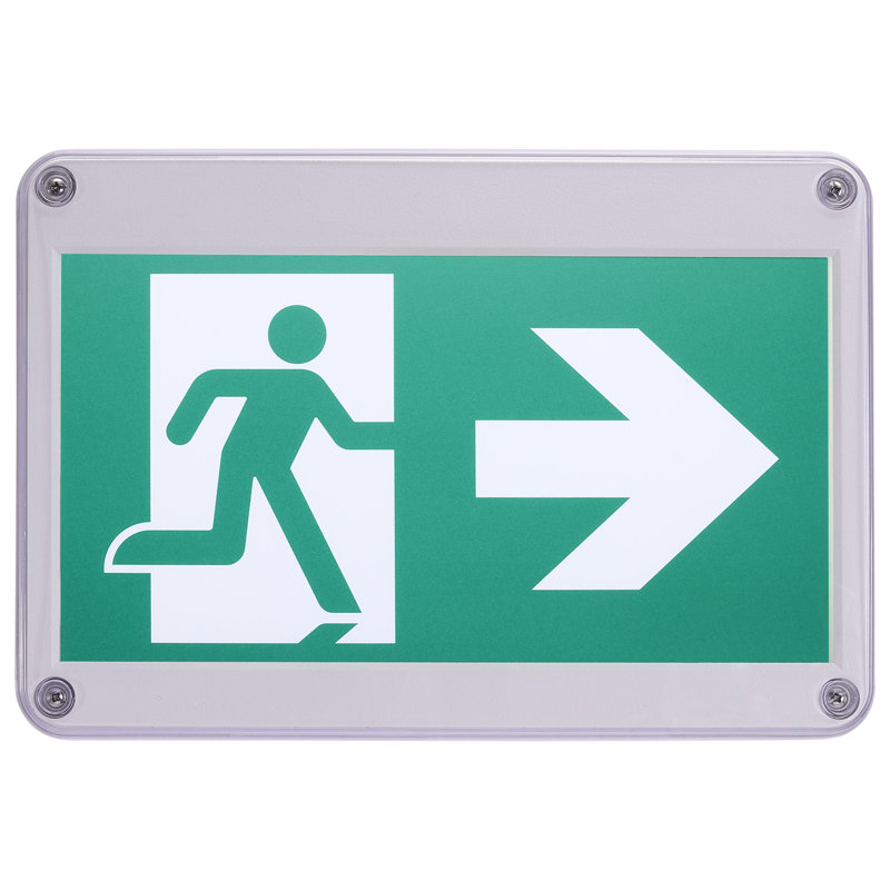 Enseigne de sortie verte Runing Man - 120 / 347V - 2hr de secours - Simple / double face - Fixation universelle - Emplacement mouillé - Température basse