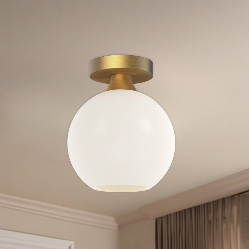 Castilla Glass Flush Mount, Opal Matte, Aged Gold