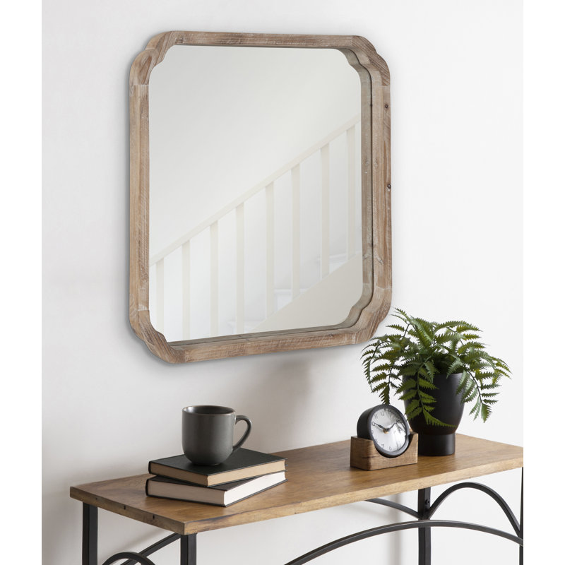 Miroir mural , 24 po x 24 po, Brun rustique