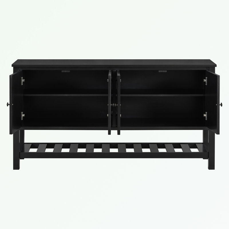 sideboard with Four-door and buttom shelf, Black