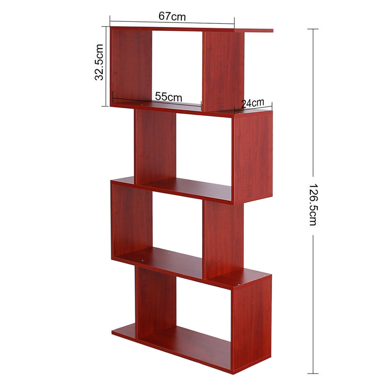 Seese 126.5cm H x 67cm W Geometric Bookcase, Rustic Brown