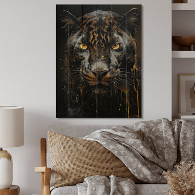 «Caydae Ebony Panther Drips» sur impression sur bois
