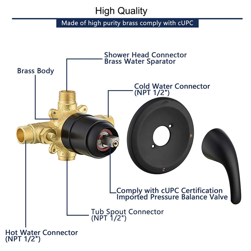 All-In-One Kit with Rough in-Valve, Black
