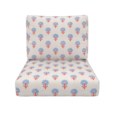 Amala Floral Block Print Outdoor Sunbrella® Seat/Back Cushion by Birch Lane