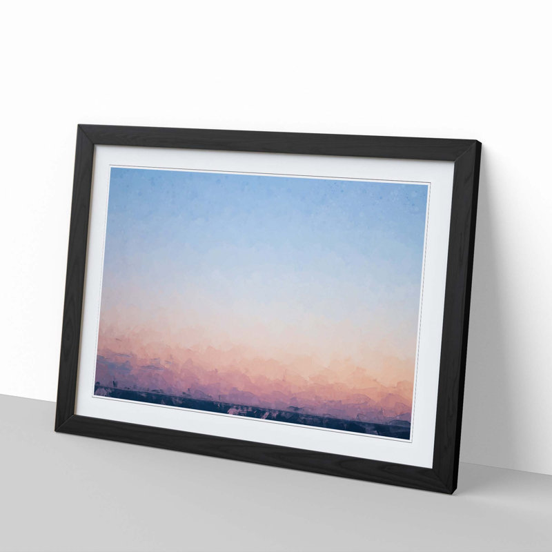 Pink Horizon in Abstract - Picture Frame Graphic Art Print, Black, 60cm H x 91cm W x 2cm D