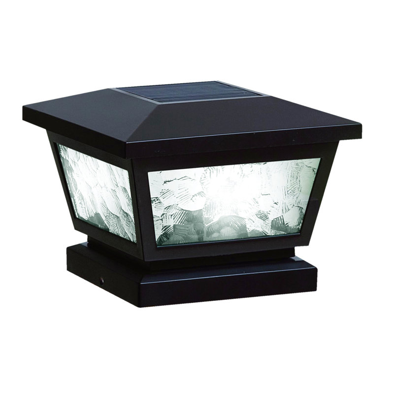 Low Voltage Integrated LED Fence Post Cap Light 5 In. X 5 In. with Base Adapter Included, Black