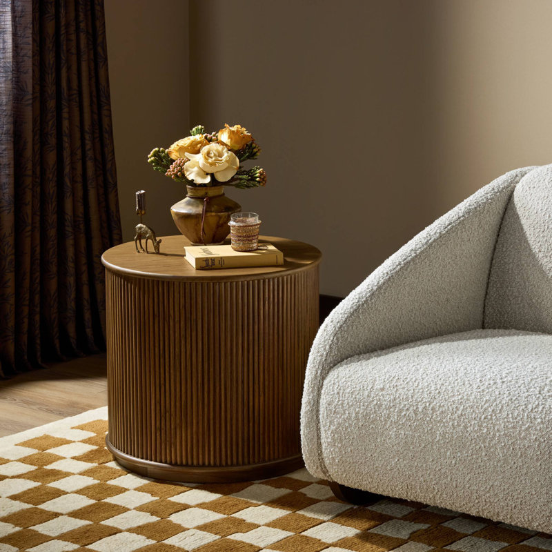 Ona End Table-Amber Mindi Veneer, Smoked Black Mindi Veneer