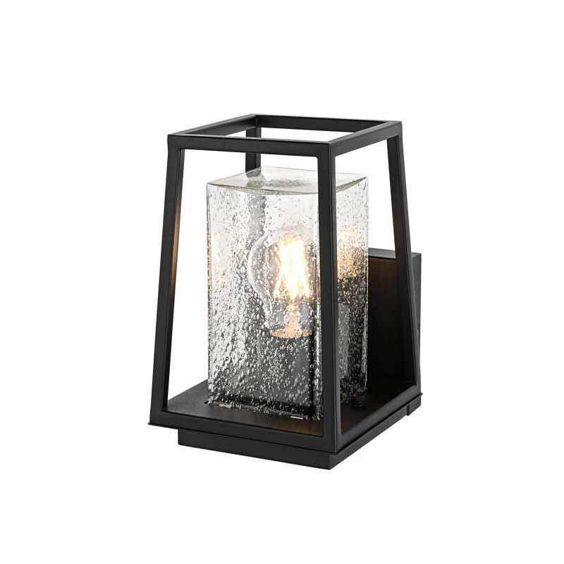 Phung Outdoor Wall Sconce in Black, 9.5" H x 5" W x 7" D