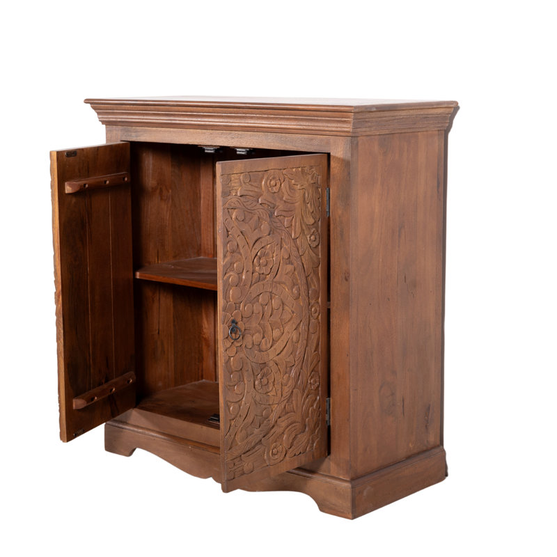 Soumare Solid Wood Accent Cabinet, Dark Brown