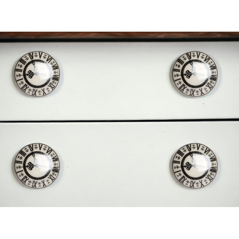 Set of Twelve Black And Gray Clock Face Ceramic Drawer Pull Knobs