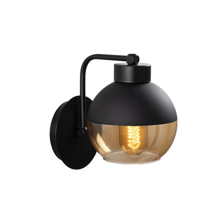 Modern Industrial Wall Lamp, Black Metal Body, 5.5 in Diameter x 7.5 in Height | E27 Socket, Max 40W | Sleek Scandinavian Design, Perfect for Home & Office Decor | Durable & Stylish, IP20 Rated