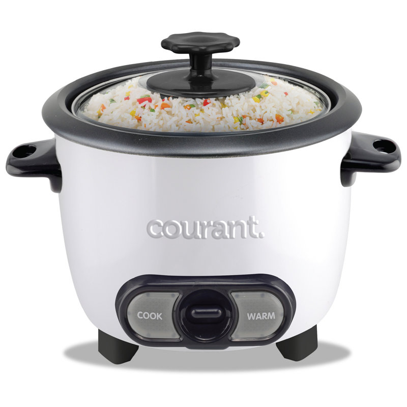 Cuiseur à riz 6 tasses (cuit) Courant / 3 tasses (non cuites), maintien automatique au chaud, couvercle en verre avec porte-couvercle intégré, bol antiadhésif amovible, comprend une tasse à mesurer et une cuillère - rouge