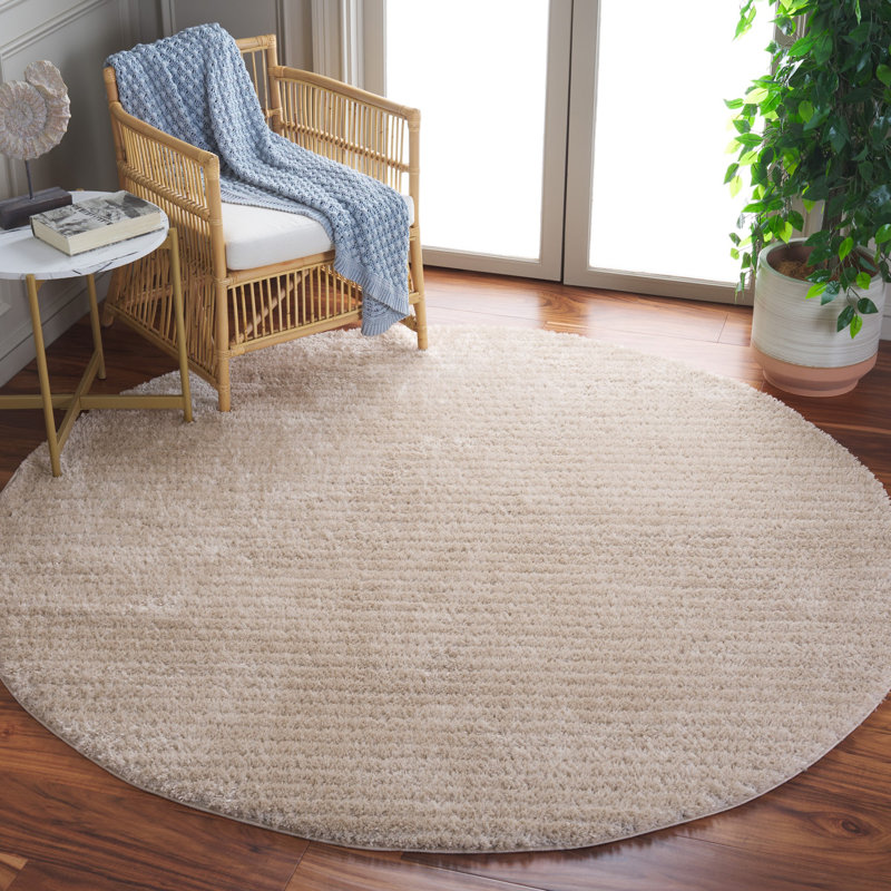 Tapis de couleur unie à poils longs Tahoe Performance, Rond 6 pi 7 po