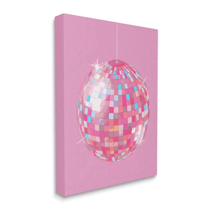 Impression sur toile Aw-247-Canvas Rose Disco Ball Groovy sur toile par Lil 'Rue, H 40 po x l 30 po x P 1,5 po