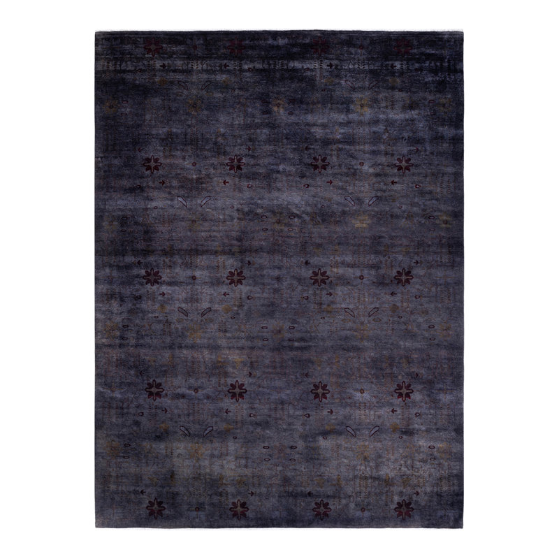 Tapis traditionnel rose en laine noué à la main 6 pi 9 po x 6 pi 10 po Hayner