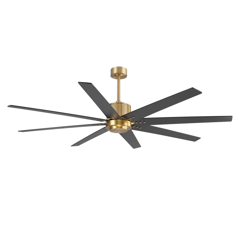 72 In 8-Playwood  Blades Indoor Standard Ceiling Fan With Remote Down-Rod Mount, NAB Gold, 72'', Black/Walnut