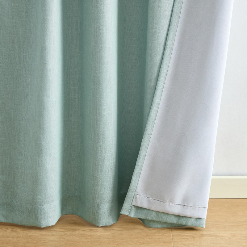 Lenox Serene Blackout Window Curtain, Ivory - 52"W x 84"L, Spa Blue, 52"W x 108"L