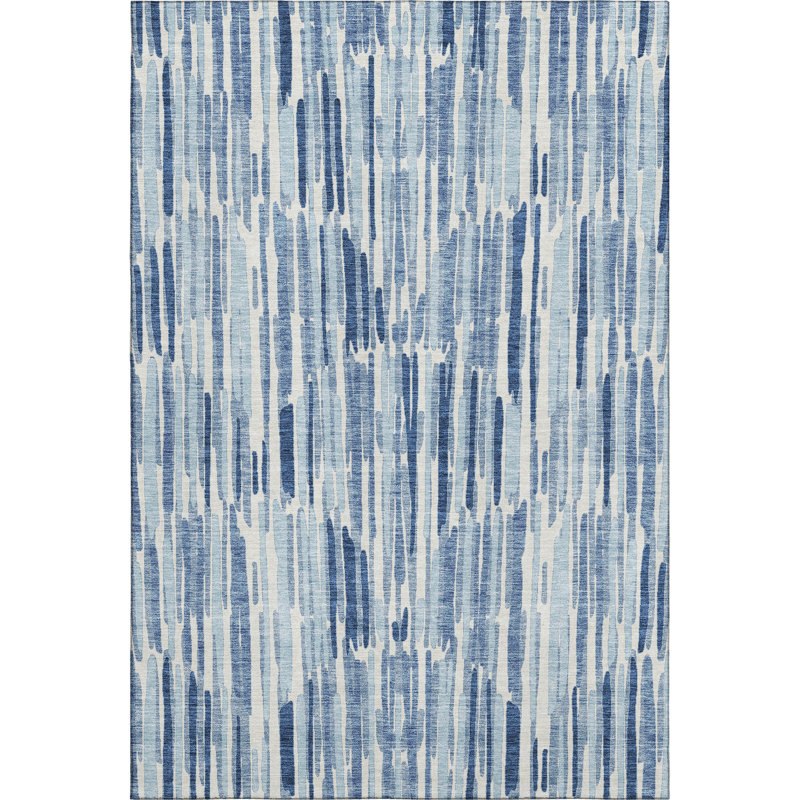 Premium Machine Washable Tweedy Blue Rug, Rectangle 8' x 10'