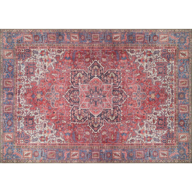 Tapis luxueux lavable à la machine, 4,9 x 7,5 pieds, 100% polyester, 1850 g / m², hauteur des poils: 0,2 pouce | Envers écologique en polyester recyclé | Parfait pour le salon et la chambre à coucher, conception douce et durable