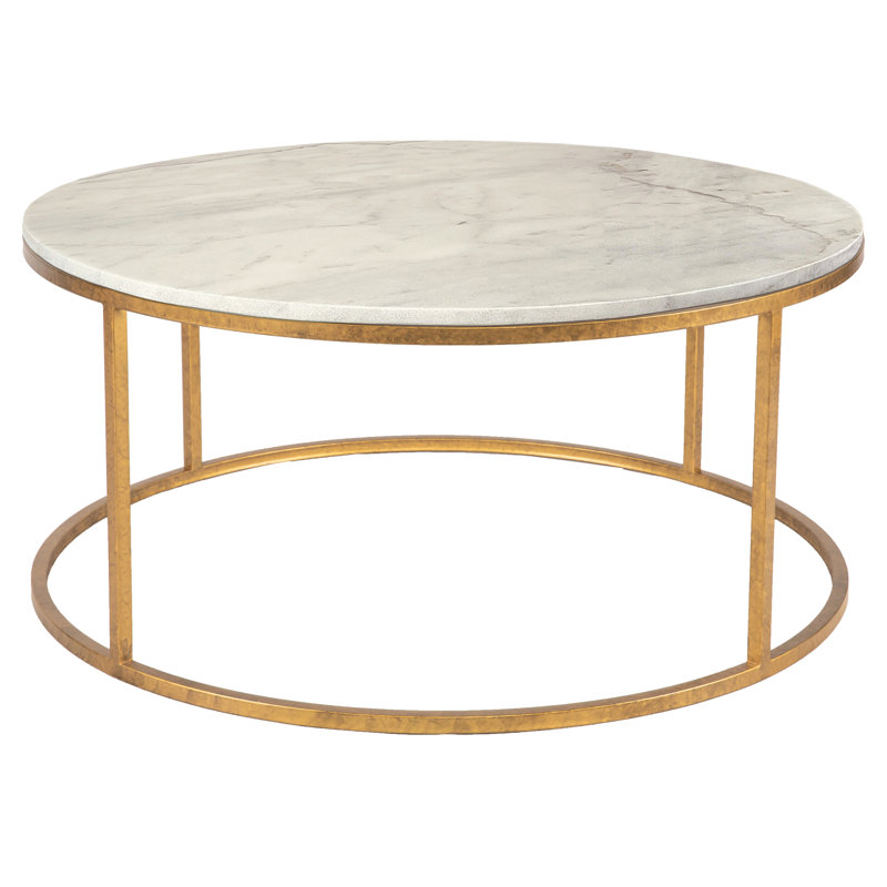 Paris Frame 1 Coffee Table, Carrera Marble, Royal Gold