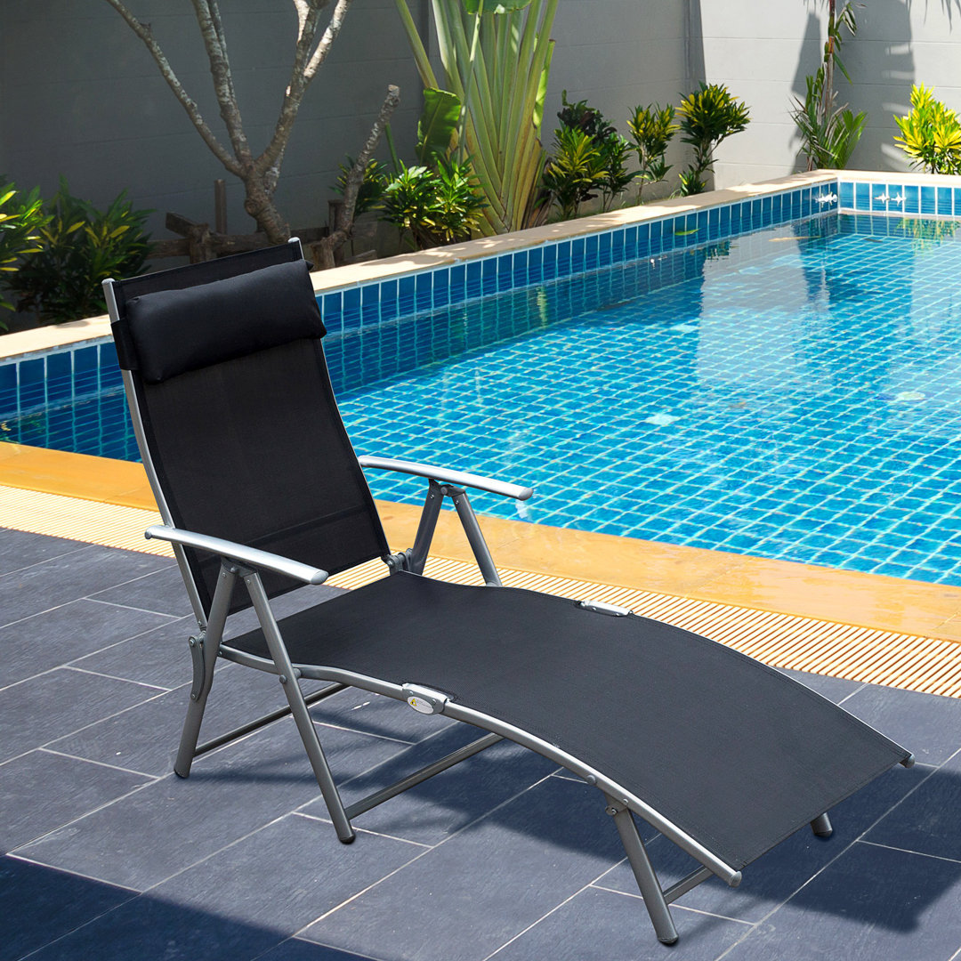 Long Single Chaise, 5-Level Adjustable, Grey