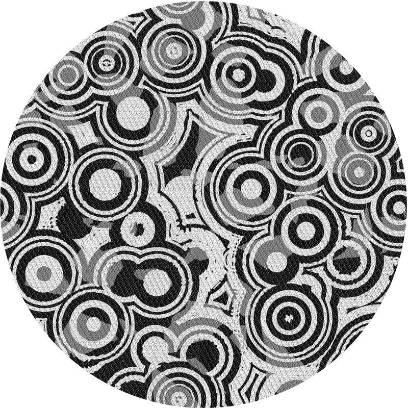 Tapis de zone noire à motifs, Rond 4 pi