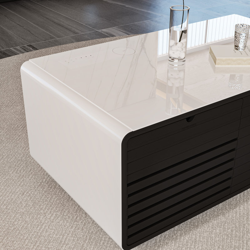 Rozelle Smart Coffee Table with Built-in Fridge, Wireless Charging