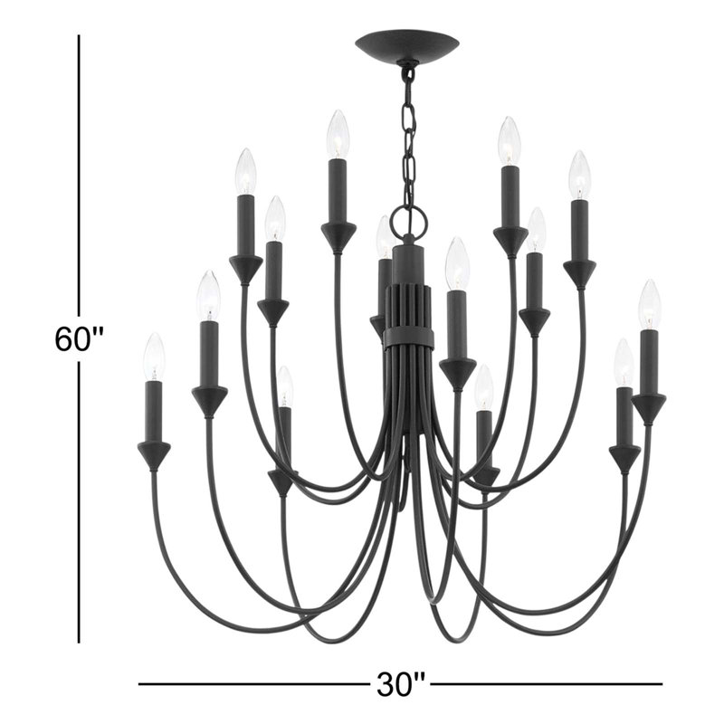 Laraine 14 - Light Candle Style Classic / Traditional Chandelier, Fer forgé