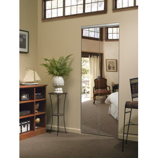 96'' Solid + Manufactured Wood Mirrored with Installation Hardware Kit without Installation Hardware Kit Bi-Fold Door