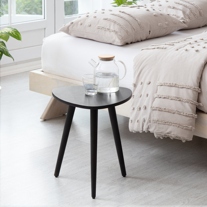 Baird Solid Wood 3-Leg End Table, Black, 18" H x 16" W x 16" D