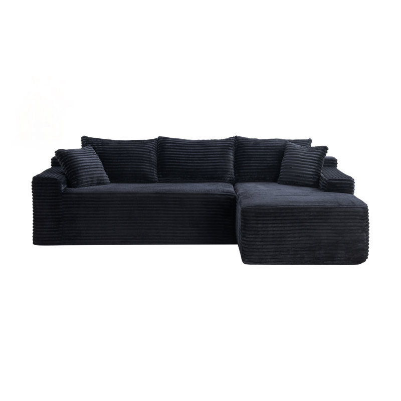 Canapé modulaire 94,5 pouces Cloud, Face à la droite, H 28 po x l 89,8 po x P 75,2 po, Noir