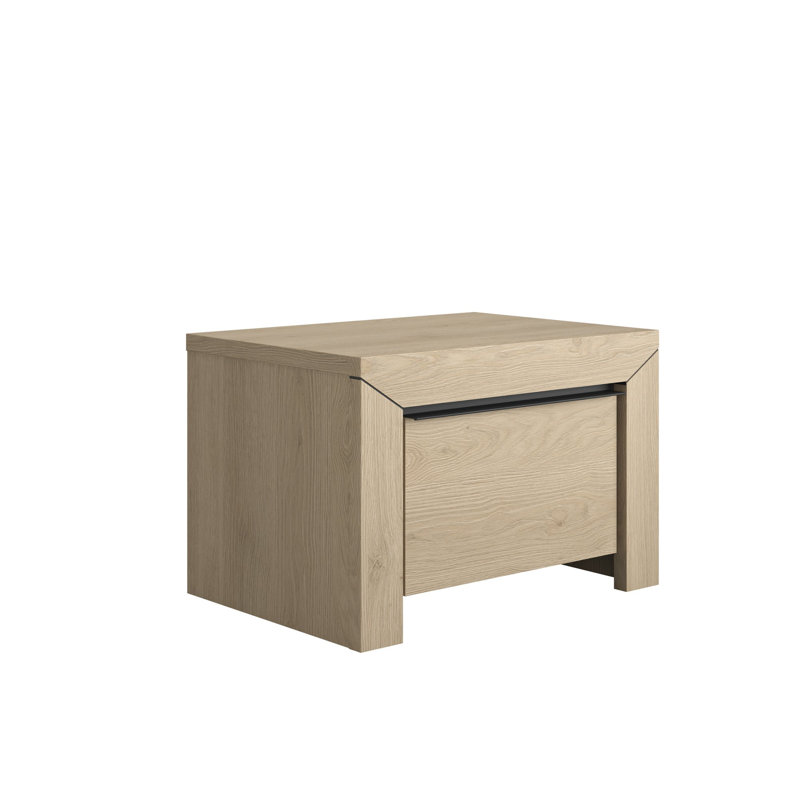 Rio 57cm W Particle Board / Chipboard Bedside Table, Natural Chestnut