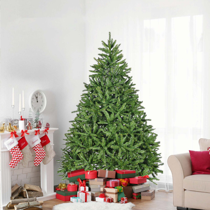 Arbre de Noël artificiel 7 pi 7 pi, arbre complet à charnière non éclairé de qualité supérieure avec 2231 branches, support en métal, structure à charnières, arbre de Noël de fête facile à assembler pour la maison, le bureau, la fête