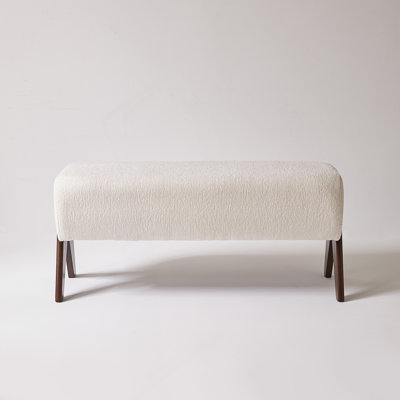 Modern Decorative Chenille Fabric Bench, Ergonomic Padded Entry Bench, Upholstered Ottoman Bench