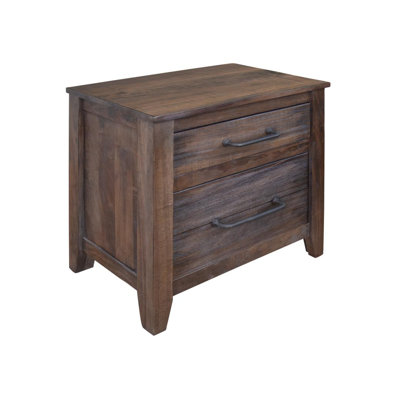 Table de chevet en bois massif à 2 tiroirs Enzlee