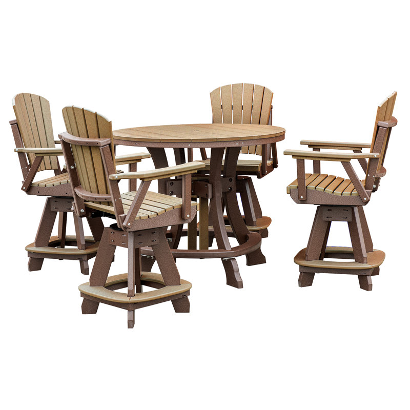 Round 4 - Person 44'' Counter Height Dining Set, Cedar, Tudor Brown