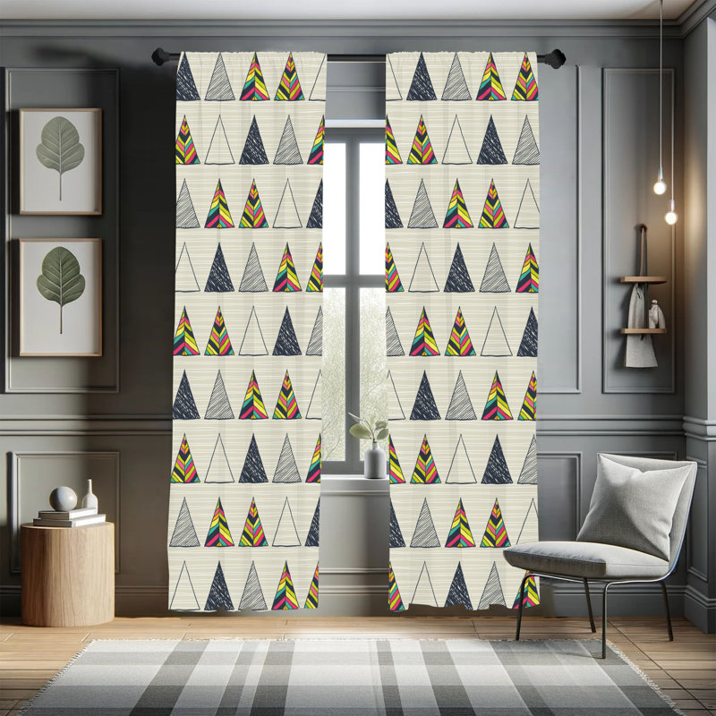 Rideaux géométriques Wrought Studio ™, triangle abstrait, L 28 po x L 84 po