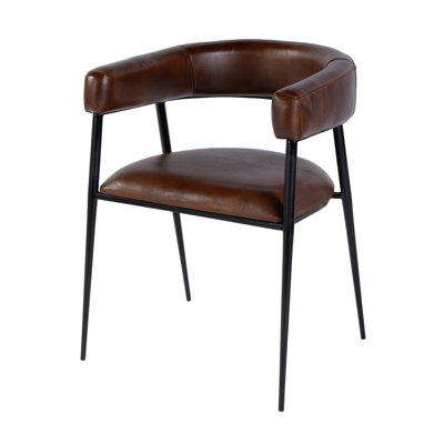 Dallas 19.5" Seat Height Leather and Iron Dining Chair