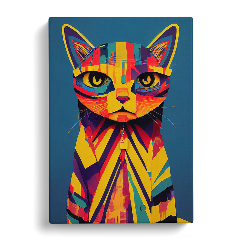 Colourful Abstract Cat Vol.1 - Wrapped Canvas, 76cm H x 50cm W x 3cm D