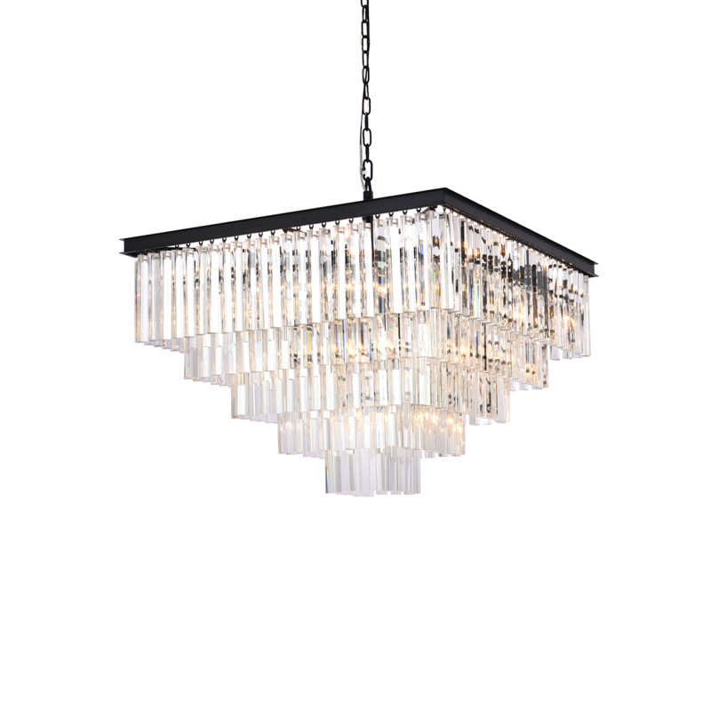 Lustre gradué en cristal à 21 lumières Dahlonega, Noir mat