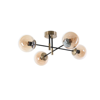 4 Lights Metal Globe Flush Mount