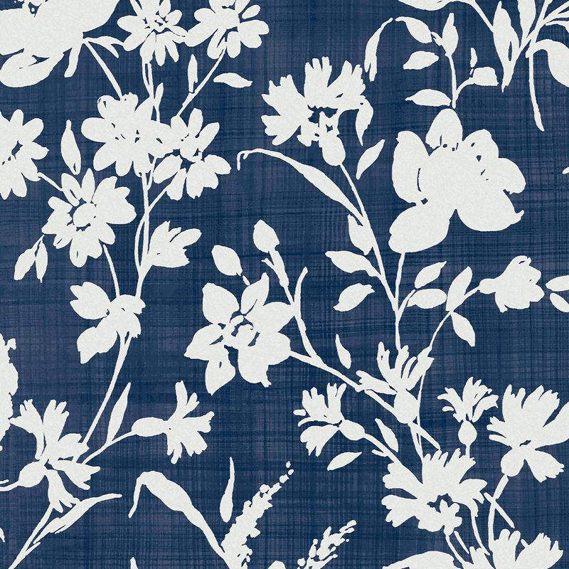 Laura Ashley Rye Wallpaper, Midnight Seaspray Blue