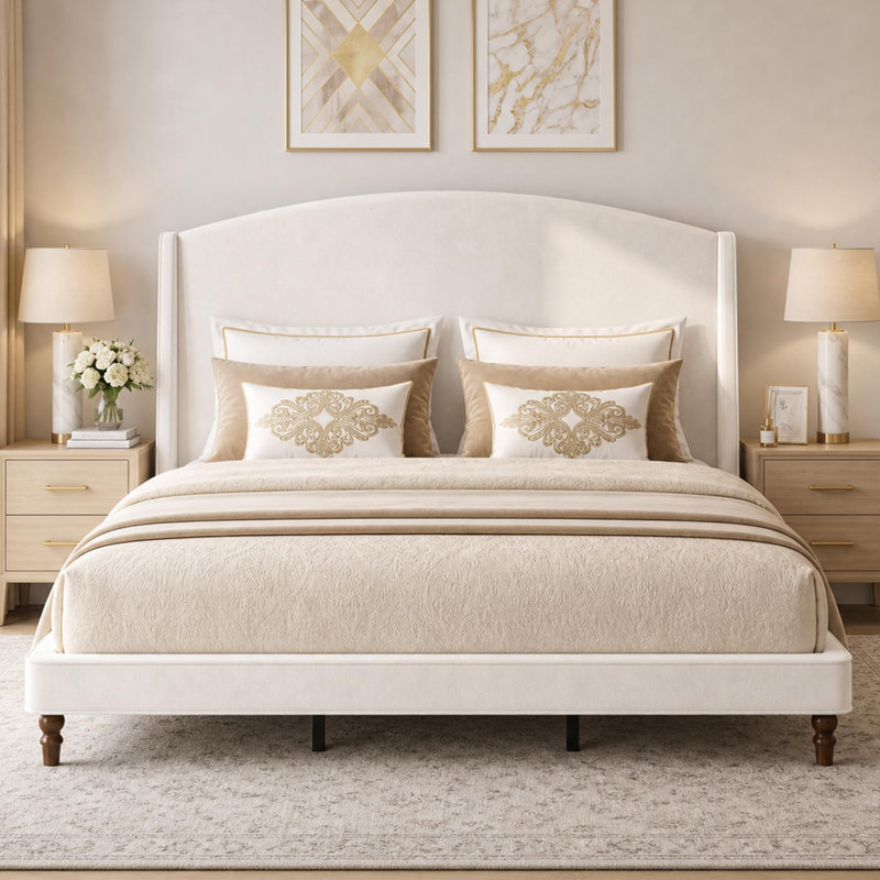 Mobilier de chambre à coucher rembourré moderne, Très grand lit