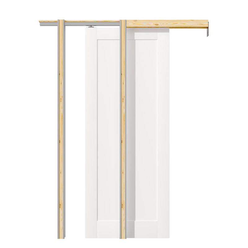 Sliding Pocket Door White Standard Door with Hardware Kit Set, 30" x 80"