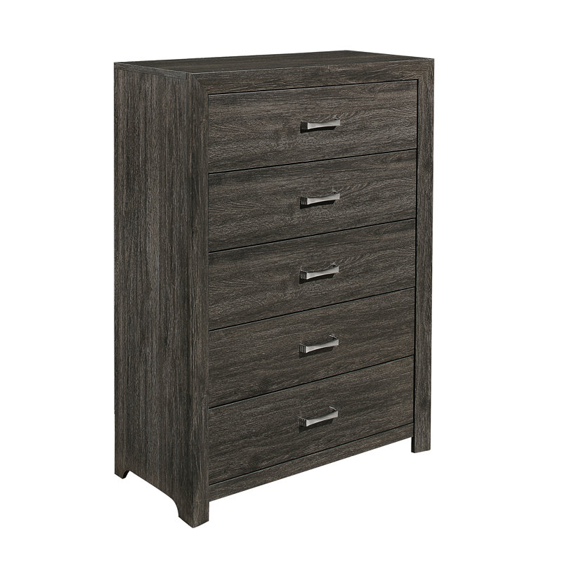 Edina 35.5'' W 5 - Drawer Dresser, Dark gray