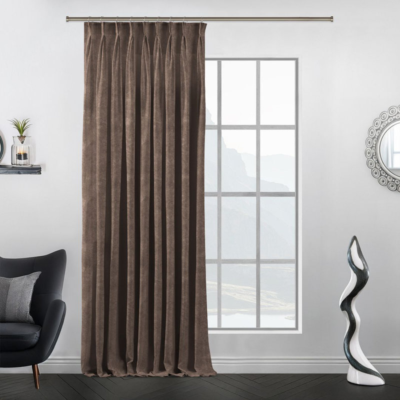 Luxury Pinch Pleat Curtain Panel - Single Drapery for Elegant Window Decor, 190cm Width x 450cm Drop, Beaver