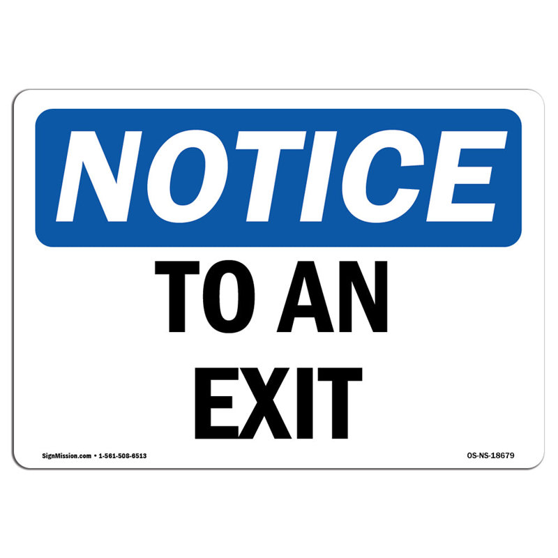 Enseigne en aluminium To a Exit 12 x 18