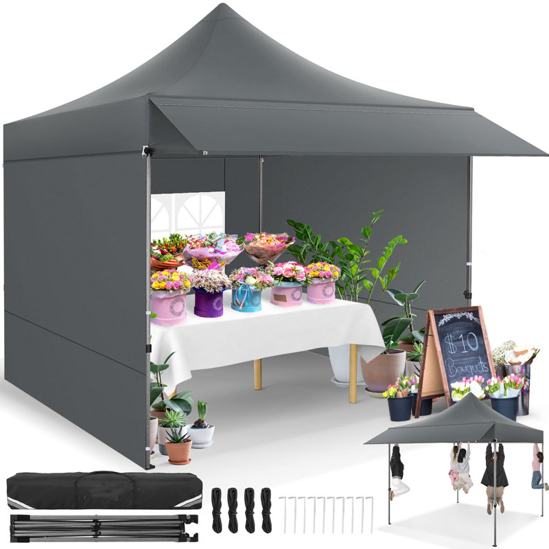 10x10 Pop Up Canopy with Sidewalls, Gray