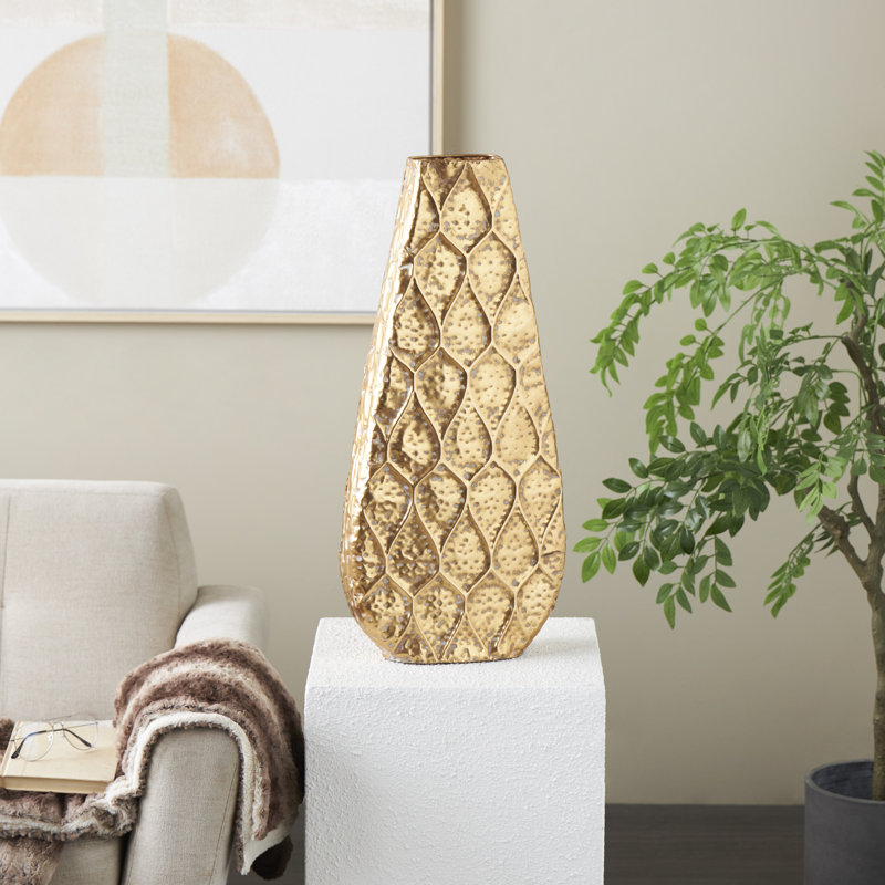 Mitcham Decorative Metal Vase, H 27,55 po x l 12,50 po x P 4,65 po